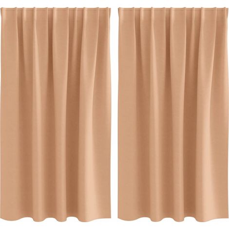 Maison Exclusive - Rideaux occultants avec anneaux 2 pcs Marron Clair 140 x 140 cm