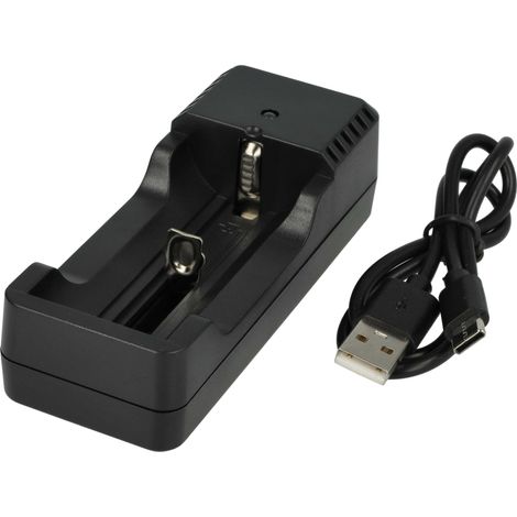 vhbw Cargador de baterías compatible con baterías celdas redondas de litio 14500, 17670, 18350, 18500, 18650 baterías - Cargador micro USB