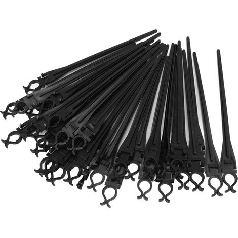 Lot de 50 piquets universels de 23 cm de haut pour guirlandes lumineuses de Noël C7 et C9, pour pelouse, terrasse, allée, chemin, noir. (1/5)