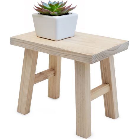 Echtholz Blumenbank natur rechteckig - 31 x 25 cm - Holz Pflanzenständer naturbelassen