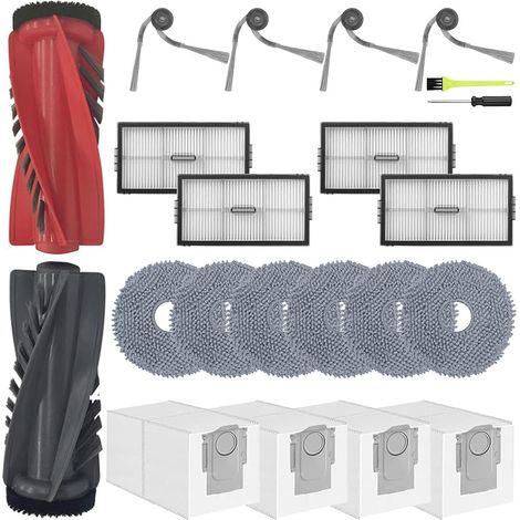 FOREHILL Accessoires de Rechange pour Roborock Saros 10R/ Qrevo CurvX Aspirateur, Pièces avec 1 Brosse Principale, 4 Sacs à Poussière, 4 Brosses Latérales, 4 Filtres HEPA, 6 Serpillère (1/5)