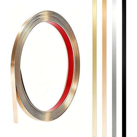 Bande Métallique Autocollante, Bandes de Tôle Adhésives, Moulures en Acier Inoxydable pour Mur, Bande Métallique à Décoller et à Coller pour Mur, Cheminée, Miroir, Cadre, Plafond, Or Rose (1/5)