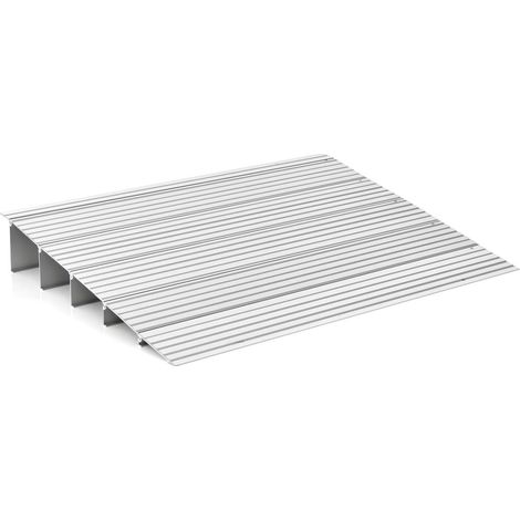 Rampe d'entrée 86,5 x 66,5 x 13 cm antidérapante et démontable design moderne en aluminium argent