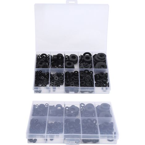 500 Rondelles en Nylon Noir, Assortiment de Joints M2 à M10 pour Fournitures Industrielles