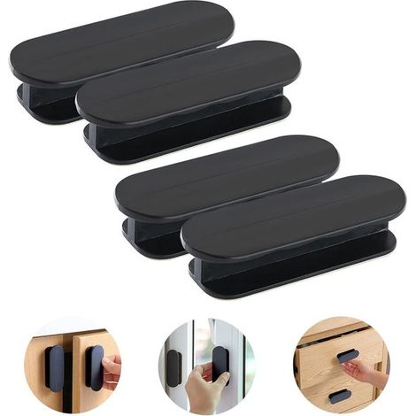 Selbstklebende Türgriffe 4 Stück 9 x 3 2 x 2 cm bohrfreie Schrankgriffe Balkontürgriffe selbstklebende Möbelgriffe aus Kunststoff geeignet für 3,2 (1/5)
