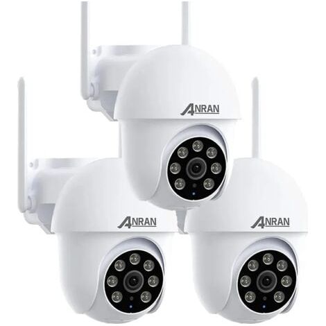 ANRAN P3 WiFi Überwachungskamera Weiß 5MP, IP 360° PTZ Kamera mit Automatischer Verfolgung, Drei Nachtsichtmodi, Zwei-Wege-Audio, Sofortalarm und Bewegungserkennung, Kompatibel mit Alexa-3Stück