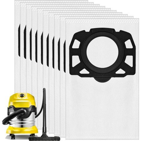 10 Pièces KFI 487 Sacs Aspirateur pour Karcher WD4 WD5 WD6 WD5P WD6P MV4 MV5 MV6 WD 4.000 à WD 5.999 SW 5.100 SE 6.100 Sacs Filtrants pour Aspirateur Humide et Sec 2.863-006.0 (1/4)