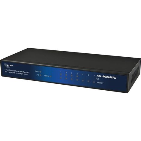 Allnet ALL-SG8208PD Switch giga de 8 puertos no administrado, 4x PoE (1/3)