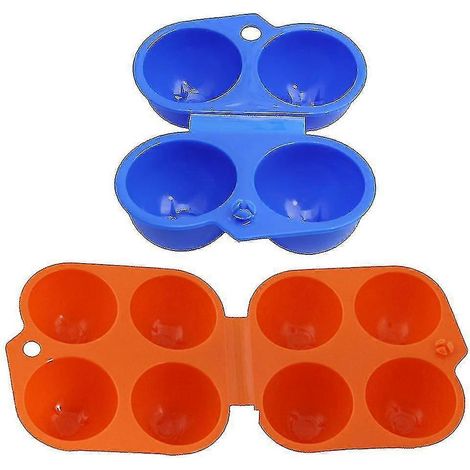 Boîte à œufs pour pique-nique en extérieur, 2 compartiments, plateau à œufs antichoc pour barbecue, pliable (2 pièces, 2 couleurs) KB (1/5)