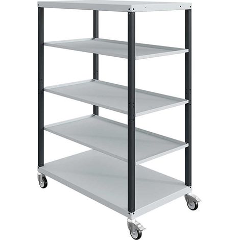 Servante d'atelier anthracite - 5 Plateaux 700x1215mm - Charge 150kg - W020060018-GAGC (1/4)