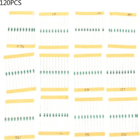 Set di induttanze da 120 pezzi, confezione di anelli induttori elettrici, anelli colorati da 1/4 W, 12 tipi di induttanza (1 uH, 1 mH), breadboard, schede e circuiti per uso generale (1/4)