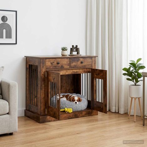 vidaXL Mobile da cassa per cani Rovere Fumo 90 x 47,5 x 80 cm (1/5)