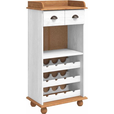 Weinschrank ASKIM Weiß mit Honigoberfläche 57 x 37 x 114 cm