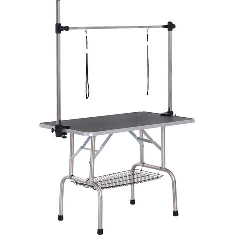 Mesa de peluquería para mascotas, diseño robusto, plegable y que ahorra espacio, color negro, 107 x 60 x 170 cm. (1/2)
