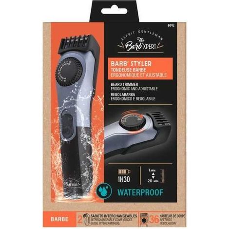 Batteriebetriebener Barttrimmer THE BARB' XPERT 6042 - Lithium-Batterie - 19 Schnittlängen - Laufzeit 1h 30 - LED-Anzeige