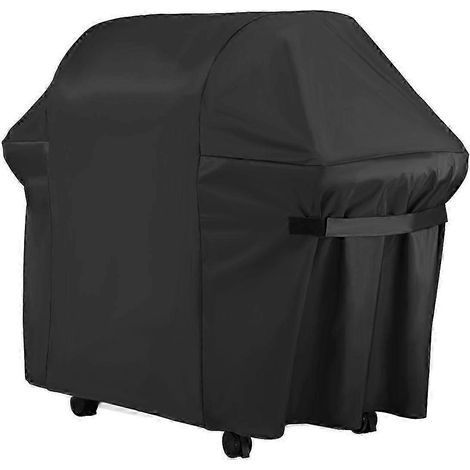Housse de barbecue, housse de barbecue imperméable double couche 420D avec boucle de fixation bilatérale réglable, 152 cm, noir. Remarque : Toutes les données sont mesurées manuellement. (1/4)