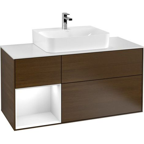 V&B Waschtischunterschrank Wandbeleuchtung Finion 120cm, Pl w m, Rg l glo wh. Lac, wal ven (1/2)