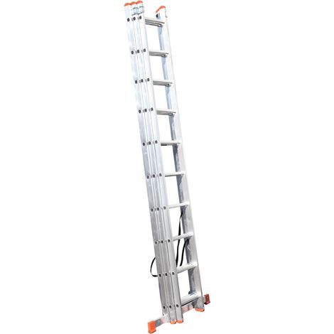 Monmobilierdesign – Échelle transformable en aluminium 3 plans 10 marches – Hauteur de travail 6,21 m – Sécurité maximale avec pieds antidérapants – Charge 150 kg