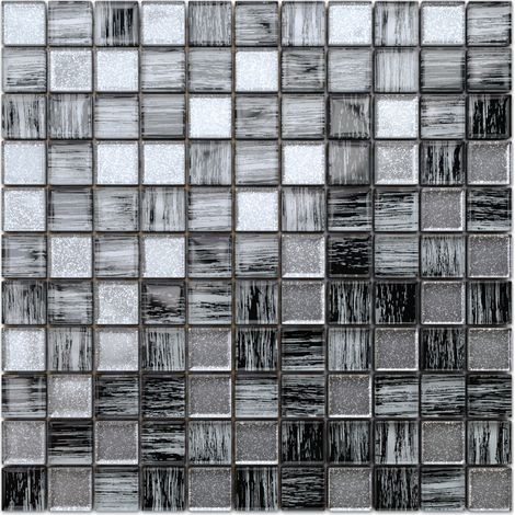 Ilcom mosaico in vetro su rete per bagno e cucina  30cm x 30cm  - Diamond Zebra (1/5)