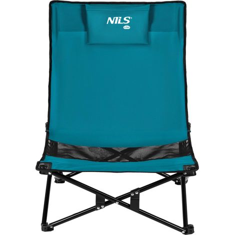 Silla de playa, azul/negra, plegable, portátil