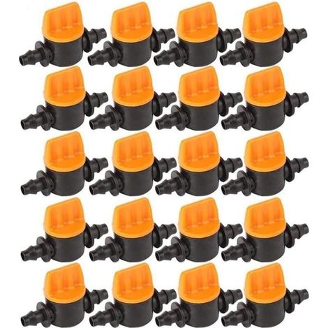 Lot de 40 vannes d'arrêt pour irrigation goutte à goutte 1/4' – Diamètre 6,35 mm – Construction durable non corrosive – Pour systèmes d'irrigation (1/5)