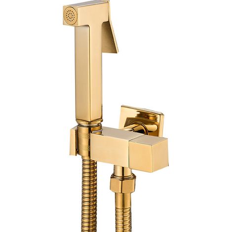 Kit de douche mural carré en laiton chromé pour bidet (Or) Z-V-D