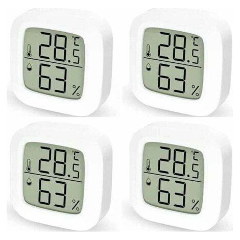 Thermometre Interieur Maison Lot de 4 Thermometre Hygrometre Numérique,Thermomètre Digital pour Chambre à Coucher