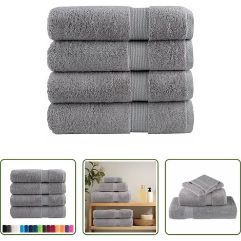 Baumwolle - Premium Badetücher SOLUND 4 Stk. Grau 100x150 cm 600 g/m² (1/5)
