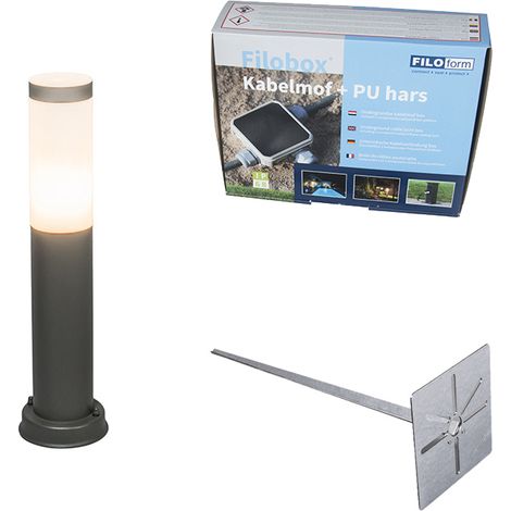Außenleuchte anthrazit 45 cm IP44 - Rox mit Erdspieß und Kabelmuffe