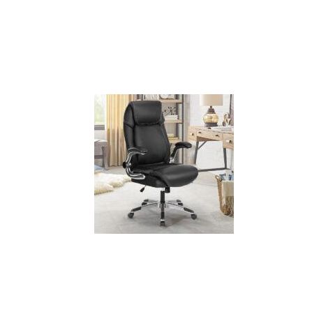 Chaise de bureau pivotante 360°, dossier et accoudoirs réglables, capacité 180 kg, noir
