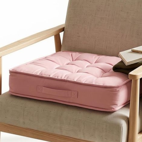 HOMESCAPES Pink Cotton Armchair Booster Cushion