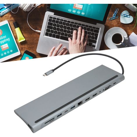 Station d'accueil USB C 12 en 1 avec Ethernet, Hub Multiport pour Ordinateur Portable