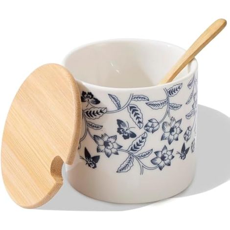 Cave à sel avec couvercle et cuillère, conteneurs à sel de 255 g pour comptoir, boîte à sel résistante à l'humidité, beau porte-sel (1/5)