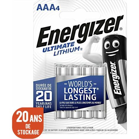 Blister de 4 piles ENERGIZER L92 - Format LR03 - AAA - Ultimate - Lithium - 1.5V