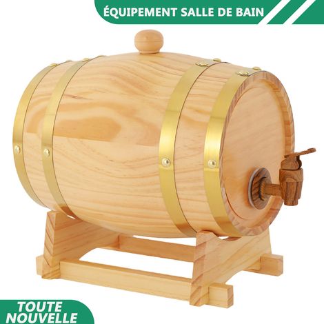 WAOBDLA 3L/0.66gal Vintage en bois whisky vin baril 6.39.25in avec stand & robinet (1/5)