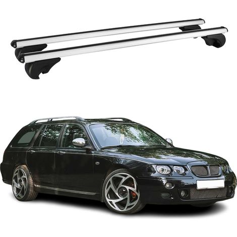 OMAC Aluminium Dachträger Querträger für MG ZT-T Kombi 2001-2005 – TÜV / DIN 75302:2019 – Abschließbar – Max. 75 kg – 2 Stangen Silber (1/5)