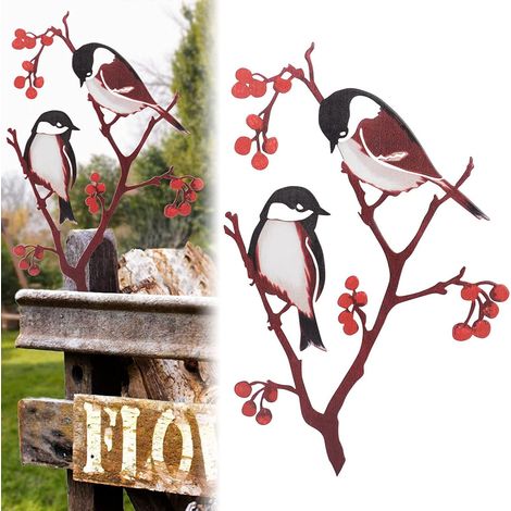 Décoration de Jardin en Forme d'oiseaux en Métal Decoration Jardin Oiseaux Métal Rouillé Metalbird Metal Bird Deco Jardin Déco Extérieur Silhouette Doiseau en Métal pour Balcon Terrasse (1/5)