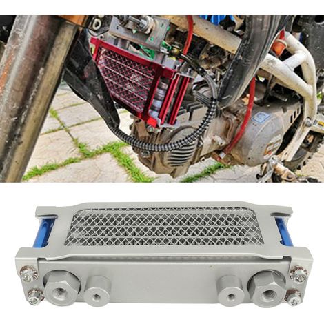 (À vendre avec le produit SKU1618220433111) Kit refroidisseur d'huile universel en aluminium à 4 rangées pour moto Honda Monkey 125-140 cm³, avec grand cache latéral, bleu - support plat - grand cache (1/5)
