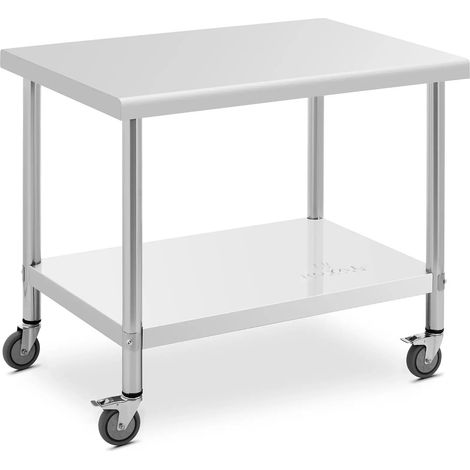 Mesa de trabajo de cocina profesional premium 70 x 100 cm 155 kg acero inoxidable 140010025