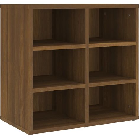 Zapatero práctico 52,5 x 30 x 50 cm 6 compartimentos moderno de madera contrachapada roble marrón 020048439 (1/5)