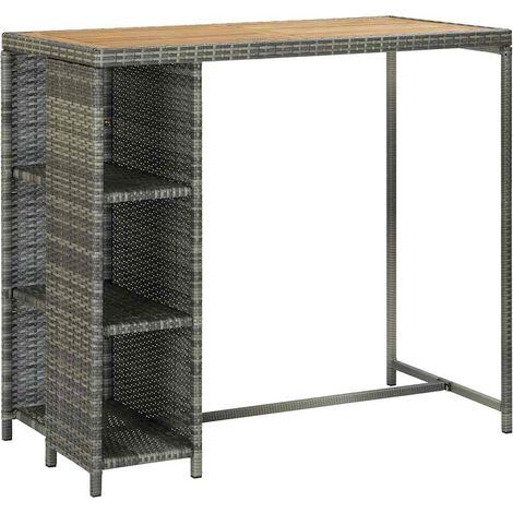 Set da Bar da Giardino 5 pz  Salotto da Giardino con Cuscini in Polyrattan Grigio (1/5)