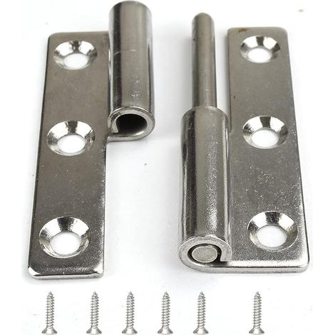 Lot de 2 petites charnières à joint coulissant pour porte de couvercle droitier – 7,6 cm de long Charnière à 6 trous en acier inoxydable robuste (1/5)