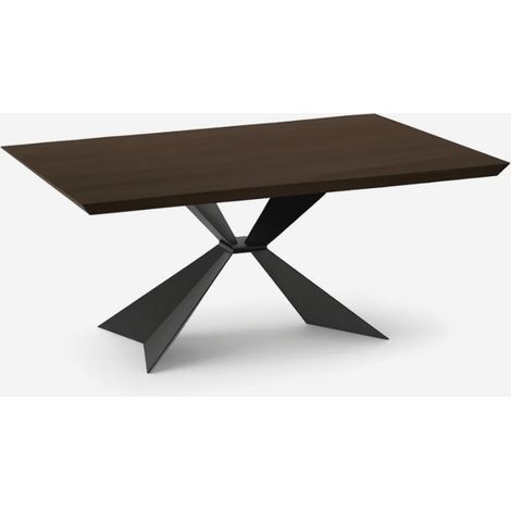 Tavolo da pranzo fisso 200x100 in legno e metallo Taurus - Marrone Scuro (1/4)