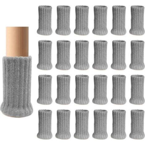 24-pack Chair Socks, Gray, Double Thick Knit for Chair Legs, Non-slip Feet, Floor Protectors (1/5)