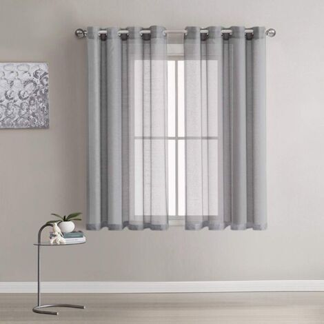 White Sheer Curtains Set of 2, Voile Window Panels with Solid Grommets for Living Room and Bedroom (1/4)