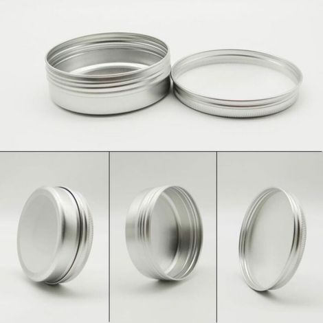Boîte Aluminium - Fermeture Filetée - Capacité 100 ml - Pour Cosmétiques Épices Échantillons - Diamètre 83 mm Hauteur 28 mm - Lot de 6 (1/5)