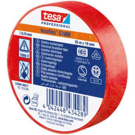 10 x NASTRO ISOLANTE CERTIFICATO ROSSO 25MTX19MM