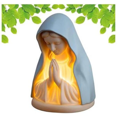 1 x Veilleuse de prière Vierge Marie, statue religieuse élégante avec lumière douce, veilleuse nuit décorative chambre à coucher (1/5)