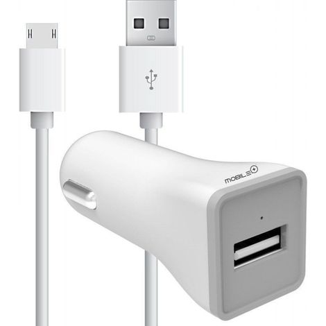 Chargeur de voiture avec câble microUSB de 1 mètre compatible avec les smartphones (1 A)  Offre exclusive