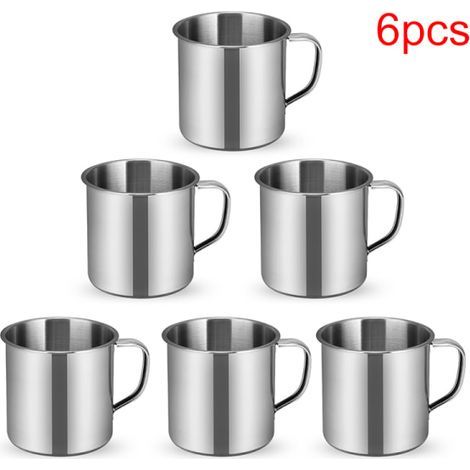 Mug de camping en acier inoxydable pour une utilisation en extérieur (lot de 6)